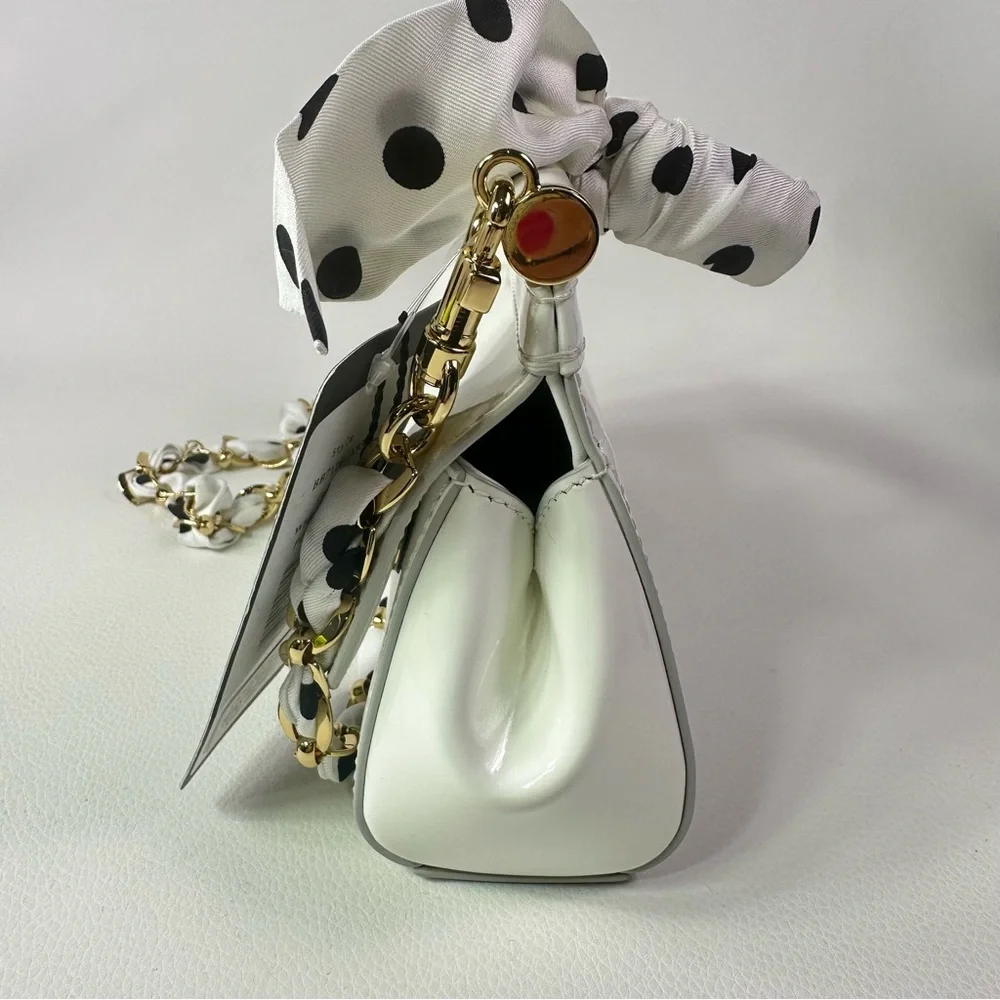 NEW Dolce & Gabbana Sicily East West Satchel Patent Leather w/ Polka Dot Scarf - Picture 7 of 9